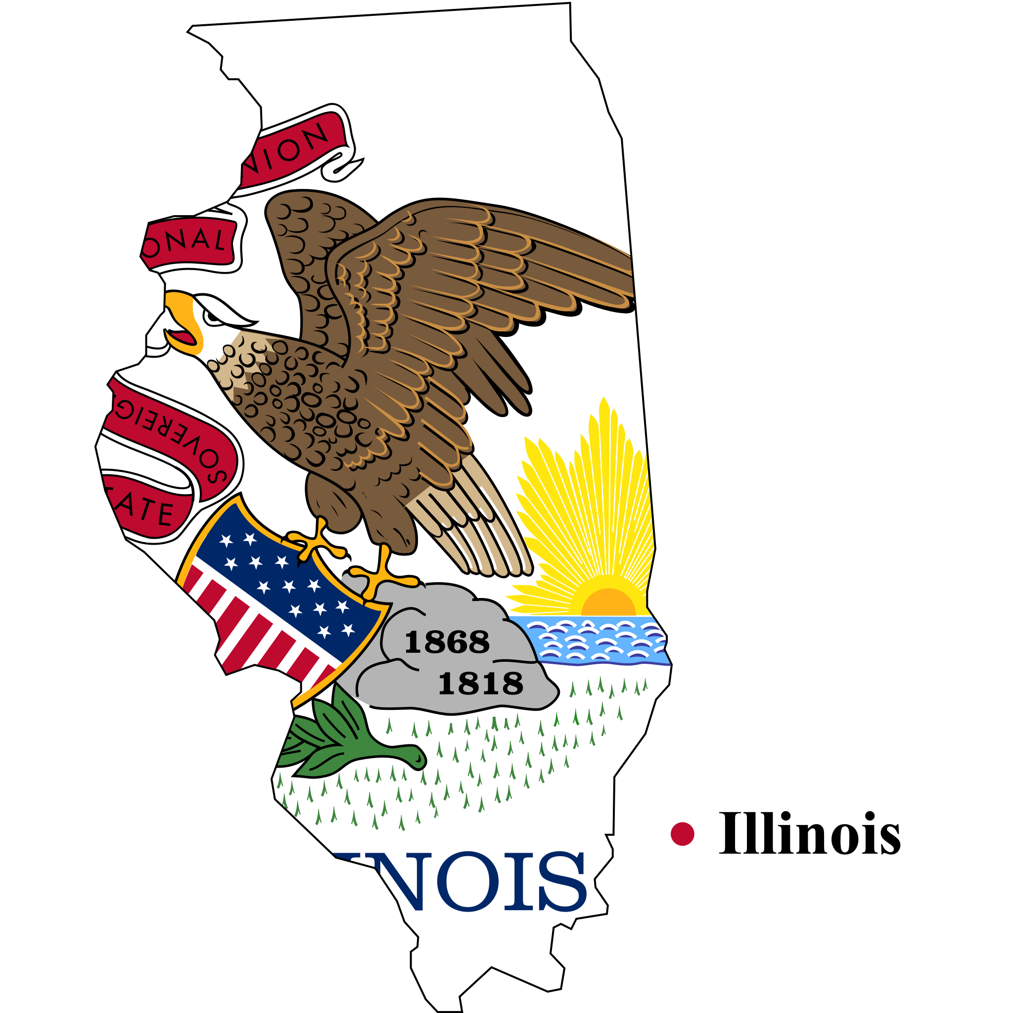 Flag-map of Illinois