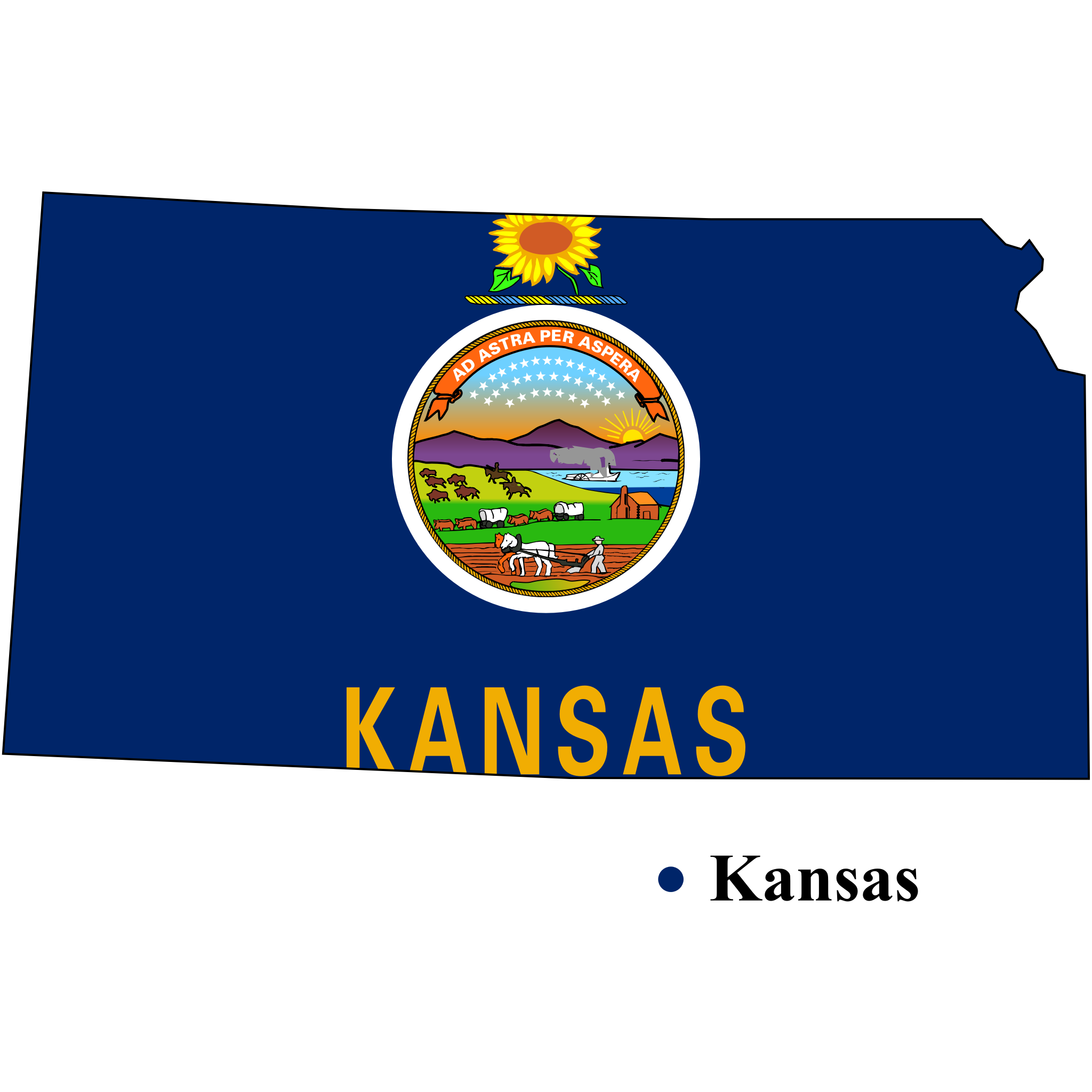 Flag-map of Kansas.