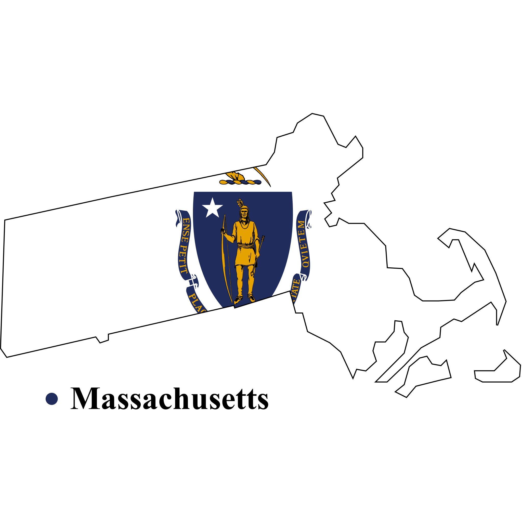 Flag-map of Massachusetts