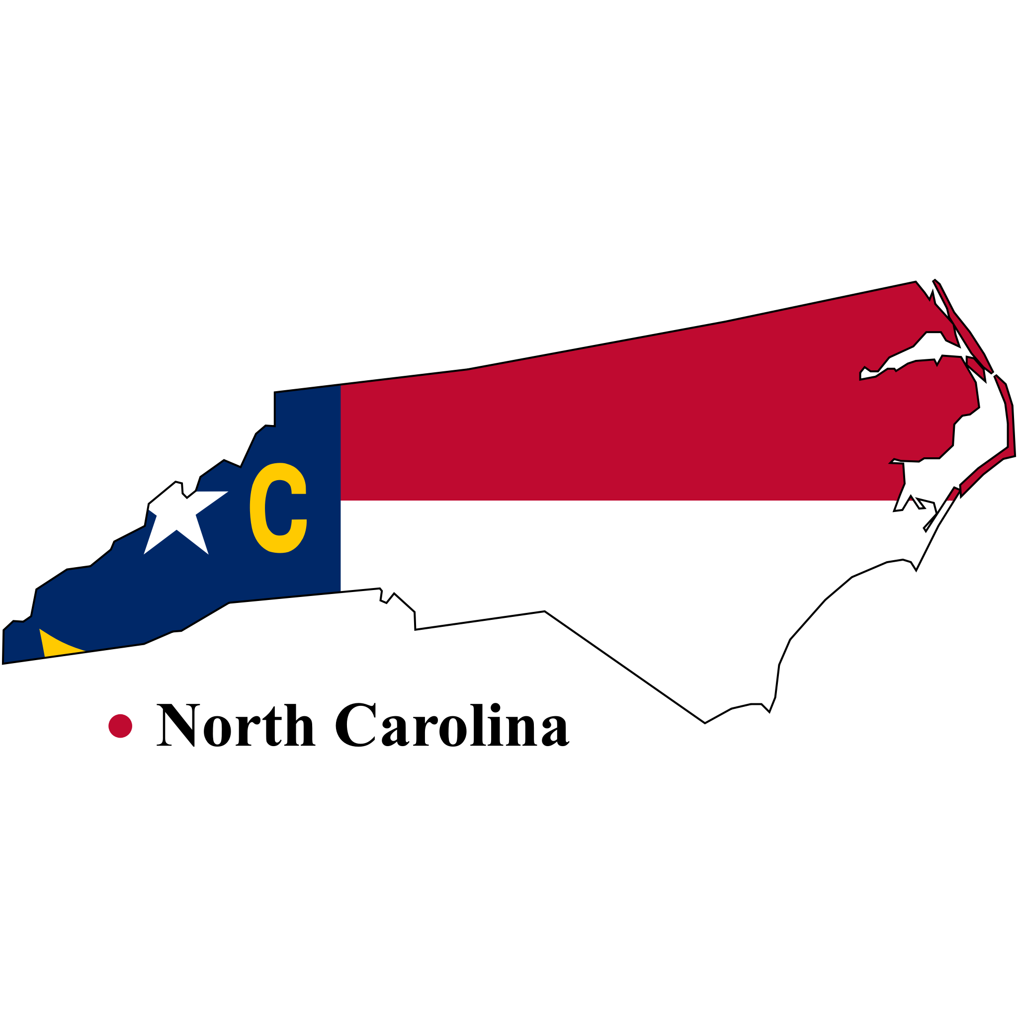 Flag-map of north Carolina