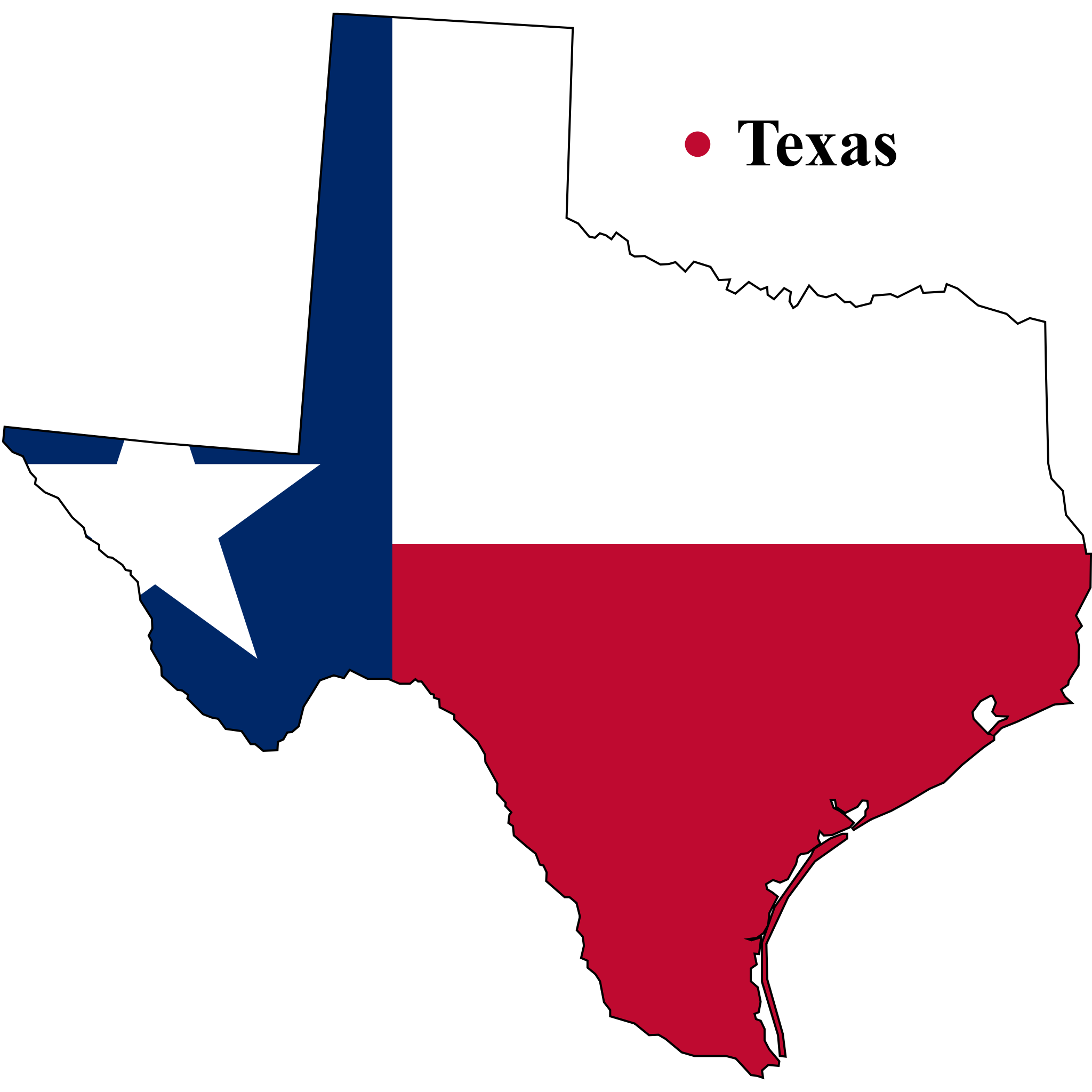 Flag-map of Texas