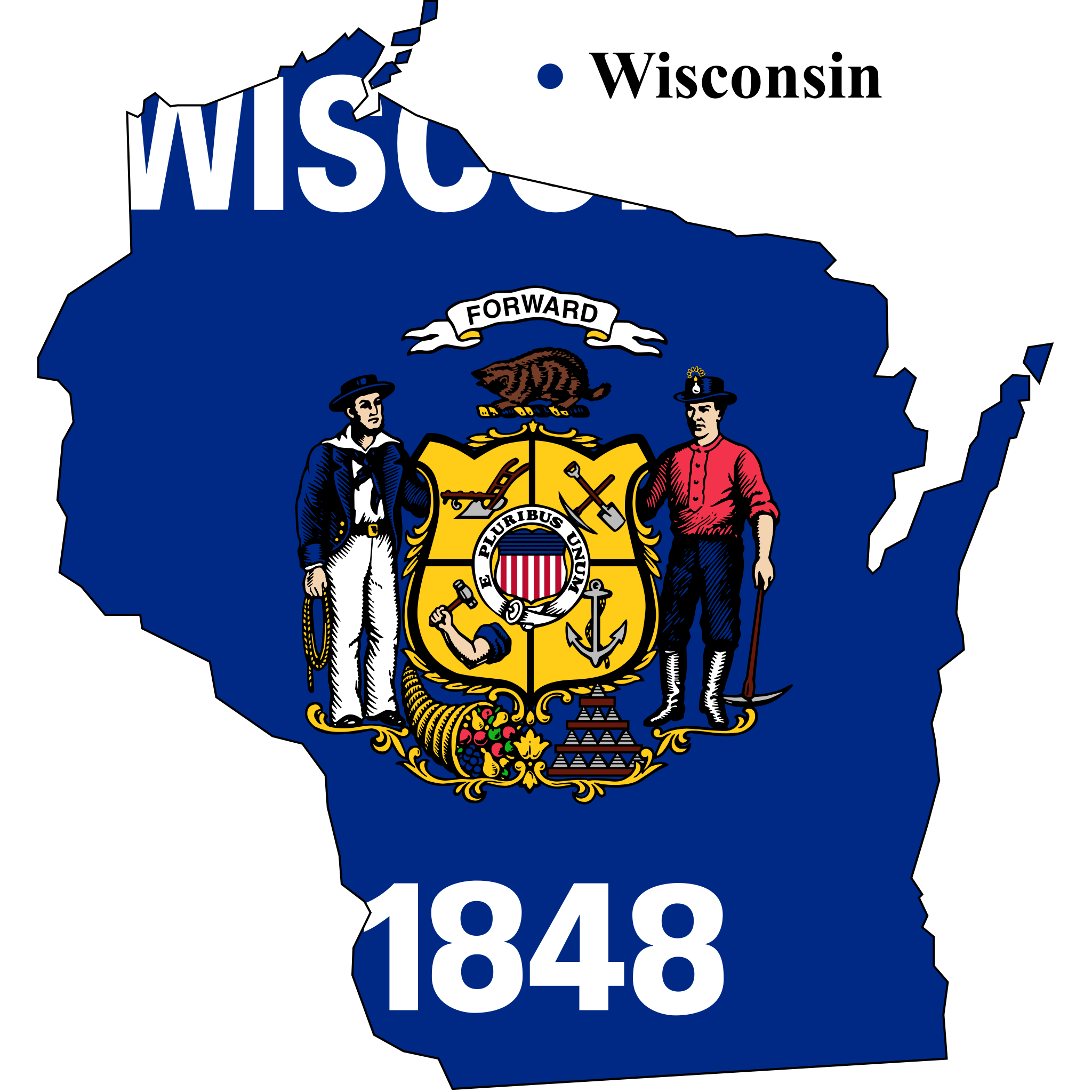 Flag-map of Wisconsin